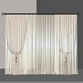 Modern Beige and White Double Layer Fabric Sheer Curtains with Metal Rod and Tiebacks