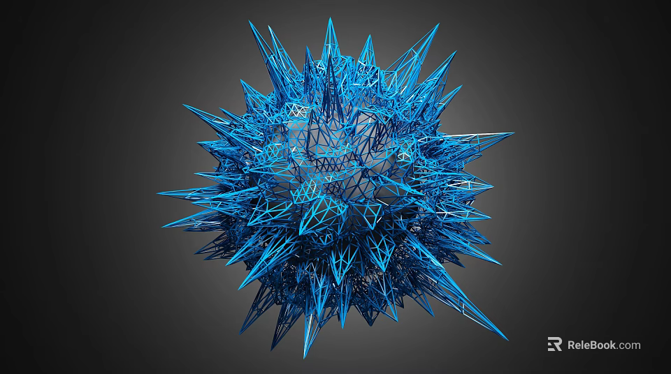 Blue Spiked Sphere Commercial Equipment With Intricate 3D Geometric Design Structure 3d model 