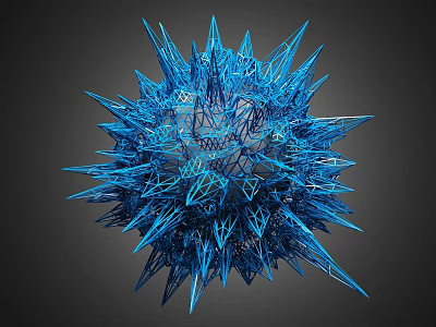Blue Spiked Sphere Commercial Equipment With Intricate 3D Geometric Design Structure 3d model