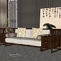 New Chinese-style double sofa 3d model
