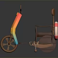Colorful Tricycle with Brown Frame Colorful Canopy and White Lifebuoy