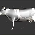 3D Rendered Black And White Spotted Cow Standing On Black Background With Reflection