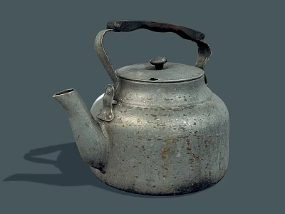 Old Metal Kettle with Worn Finish as Classic Daily Living Product 3d model Old Metal Kettle with Worn Finish as Classic Daily Living Product 3d model