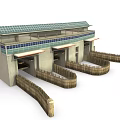 Modern Airport Design With Solar Panels On Roof Multiple Entrances And Wooden Fences In Front