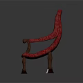 Red Patterned Single Sofa Featuring Wooden Arms and Classic Design Legs