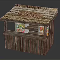 Traditional Wooden Kiosk With Thatched Roof And Glass Windows Displaying Goods