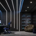 Stylish Modern Cyber Cafe With Comfortable Gaming Chairs LED Lighting And High Speed Internet