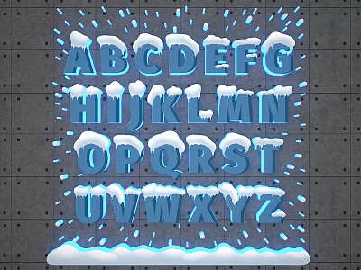 Christmas Ice and Snow Festival Snow Snow Letter Lighting Wall Decoration US Chen Photo Card 3d model