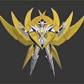 Golden Spread Wings Mech Robot With Silver Body And Warrior Design