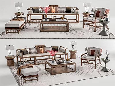 New Chinese Sofa Coffee Table Combination 3d model