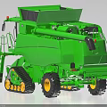 Green Combine Harvester Functional Agricultural Vehicle With Track Wheels And Cab