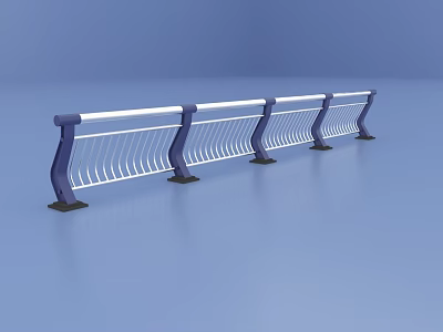 Modern Railing Design With Purple Posts White Rails And Black Bases 3d model
