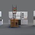 Modern Kitchen Interior Design With White Cabinets And Wooden Island Counter