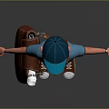 Cartoon Game Movie Character Wearing Blue T-shirt Brown Shorts Brown Bag Cap And White Shoes