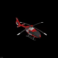 Red Rescue Helicopter Featuring White Cross Symbol On Black Rotors And Red Fuselage