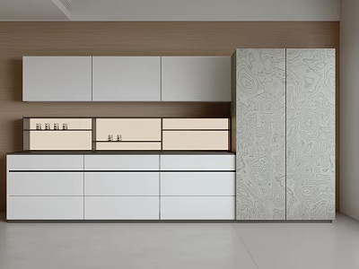Elegant Modern Sideboard Cabinet In White Gray With Drawers And Cabinets For Kitchen 3d model
