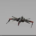 Red and White Cosmic Spaceship Design With Twin Engines and Extended Wings 3d model