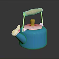 Stylish Blue Household Electric Kettle With Wooden Handle And Stainless Steel Spout Lid