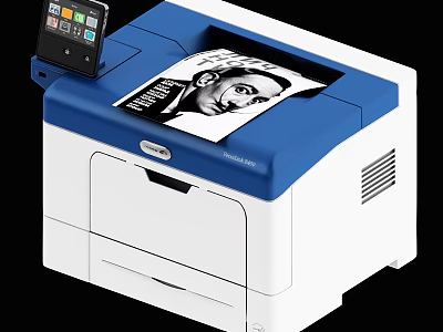 Xerox Phaser 6510 Blue And White Printer With Control Panel Printing 3d model