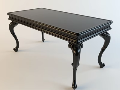 Black Classical Style Coffee Table With Elegant Carved Legs Design 3d model