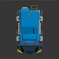 Blue Modern All Terrain Vehicle 3D Model With Tracks And Yellow Accents