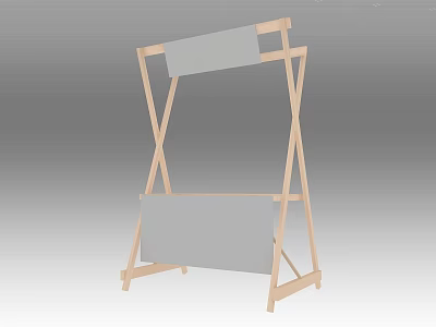 Wooden Display Stand With Cross Frame Structure And Gray Display Panels 3d model