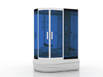 Modern Shower Sauna With Transparent Glass Doors White Base And Multifunctional Control Panel 3d model