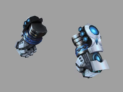 Mechanical Arm Weapon With Futuristic Design Blue Glowing Elements And Metallic Structure 3d model