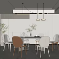 Elegant Modern Restaurant Interior With Dining Table Chairs Pendant Lights And Plants