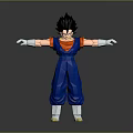 Anime Style 3D Character With Blue Outfit Orange Inner Shirt And Black Spiky Hair Standing