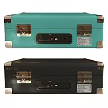HYKKEE Turquoise Portable Turntable With Black Vinyl Record And Case Design