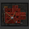 Fairy Tale Style Building Featuring Red Roof Gray Walls Tower Wooden Accents And Lit Windows