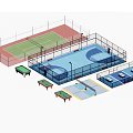 Multi Sport Court Design With Tennis Basketball And Table Tennis Facilities