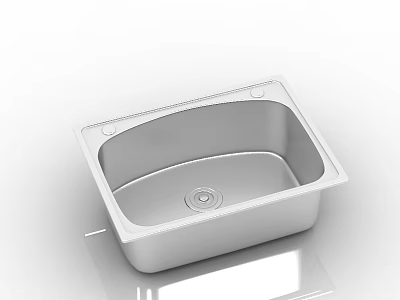 Stainless Steel Square Single Bowl Kitchen Sink With Smooth Surface And Drain Hole 3d model