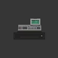 Modern Cash Register With Built In Screen Numeric Keypad And Receipt Printer On Black Base