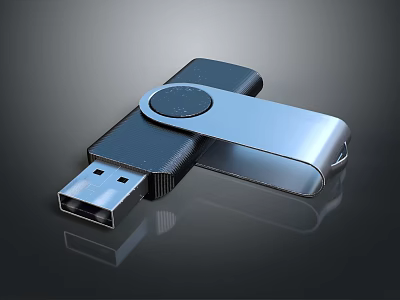 Portable Metal USB Flash Drive With Rotating Cap For Digital Storage Devices 3d model