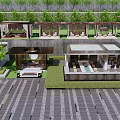 Modern Pavilion Community Central Axle Corridor Frame Meeting Room Pavilion Landscape Pavilion Flower Frame Tree Pool Seat Grille 3d model
