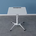 Modern White Adjustable Functional Desk With Square Top And Mobile Wheels 3d model