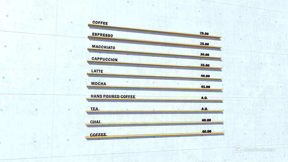 Commercial Menu Board Displaying Coffee Tea Prices And Beverage Options For Cafe 3d model 