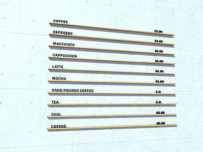Commercial Menu Board Displaying Coffee Tea Prices And Beverage Options For Cafe 3d model