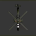 Detailed green military helicopter with main rotor tail rotor and transparent cockpit design