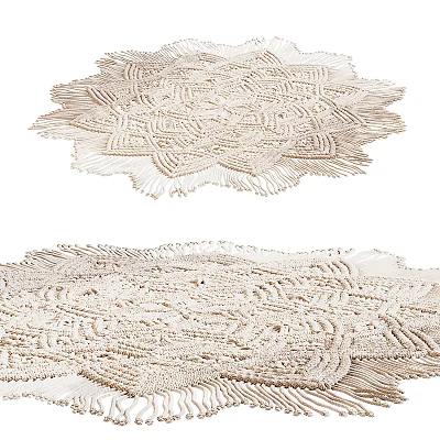 Stylish Handwoven Rug With Intricate Pattern And Tassel Fringed Edges For Home Decor 3d model