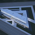 Modern Cultural Center Building With Geometric Roof And Surrounding Green Areas