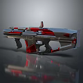 Futuristic Sci-Fi Weapon With Shiny Silver And Red Reflective Modern Design Details