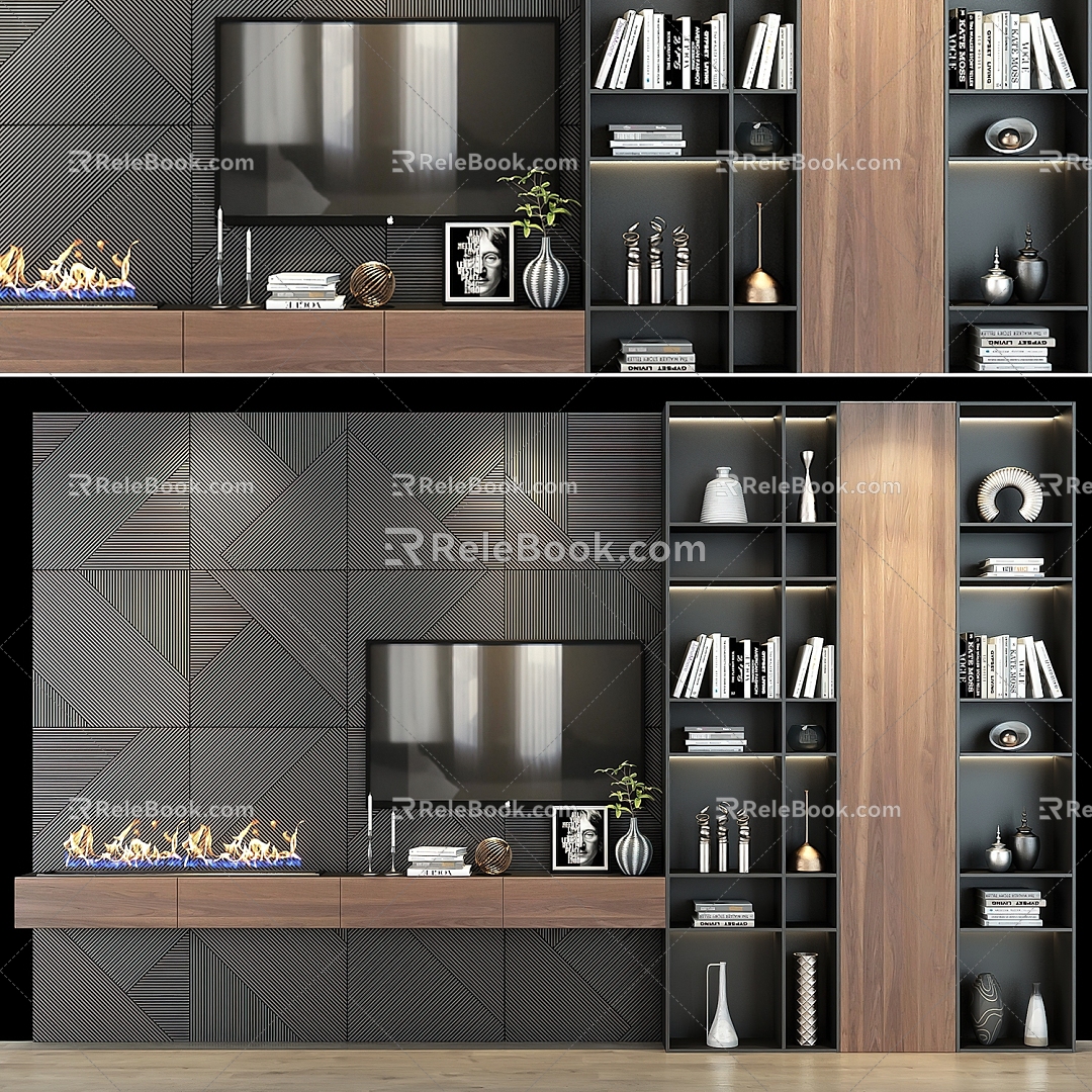 Modern TV background wall 3d model