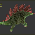 Realistic Stegosaurus Dinosaur 3D Model With Brown Skin And Spiked Plates