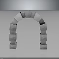 Stacked Stone Block Arch Structure With Gray Background And Reflection 3d model
