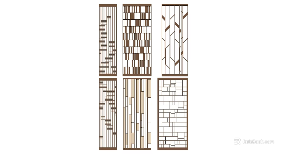 Decorative Partition Panels With Geometric Patterns And Intricate Lattice Designs For Interior Decoration 3d model 