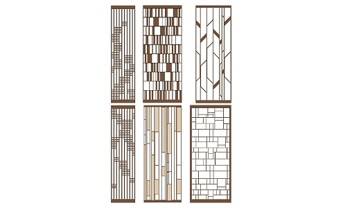 New Chinese Style Modern Metal Wooden Lattice Screen Partition 3d model