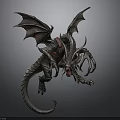Mechanical Dragon Character As Mythical Creature 3D Model With Wings Sharp Claws And Open Mouth